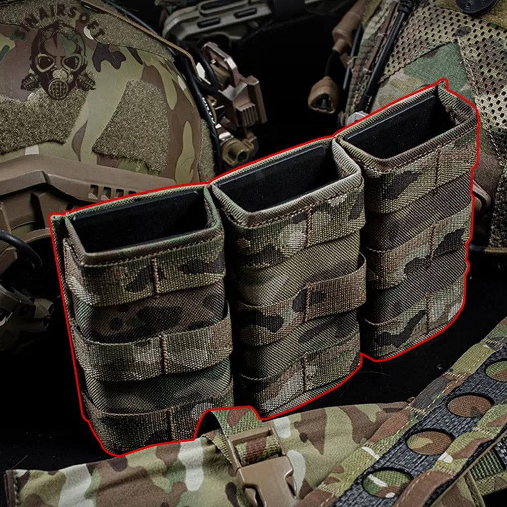 SINAIRSOFT  Tactical Triple 5.56 Magazine Pouch w/ Insert Open Top Molle Rifle Mag Holder