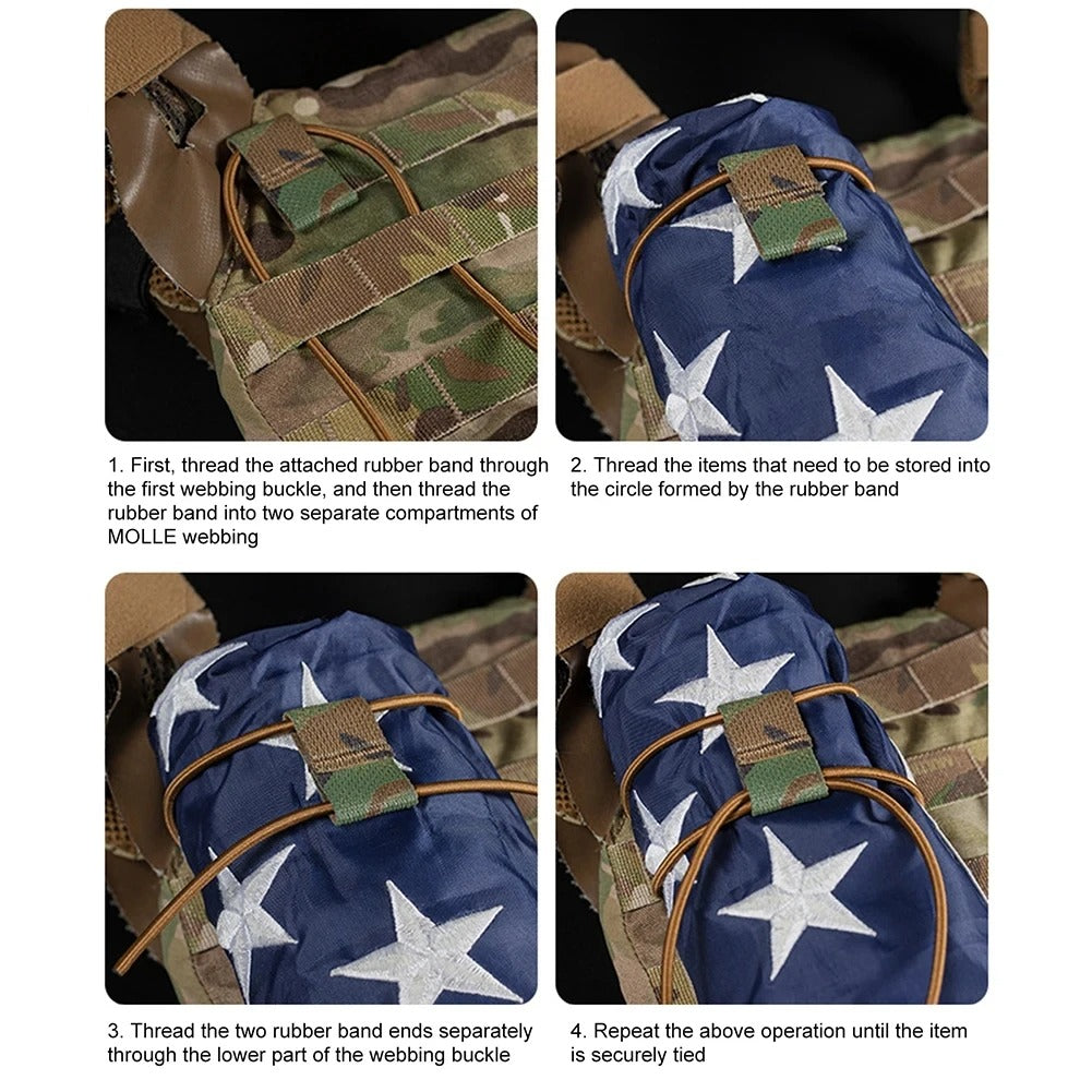 SINAIRSOFT Tactical National Flag Bungee Storage Elastic Fasten Strap Vest Fixed Cord Kits