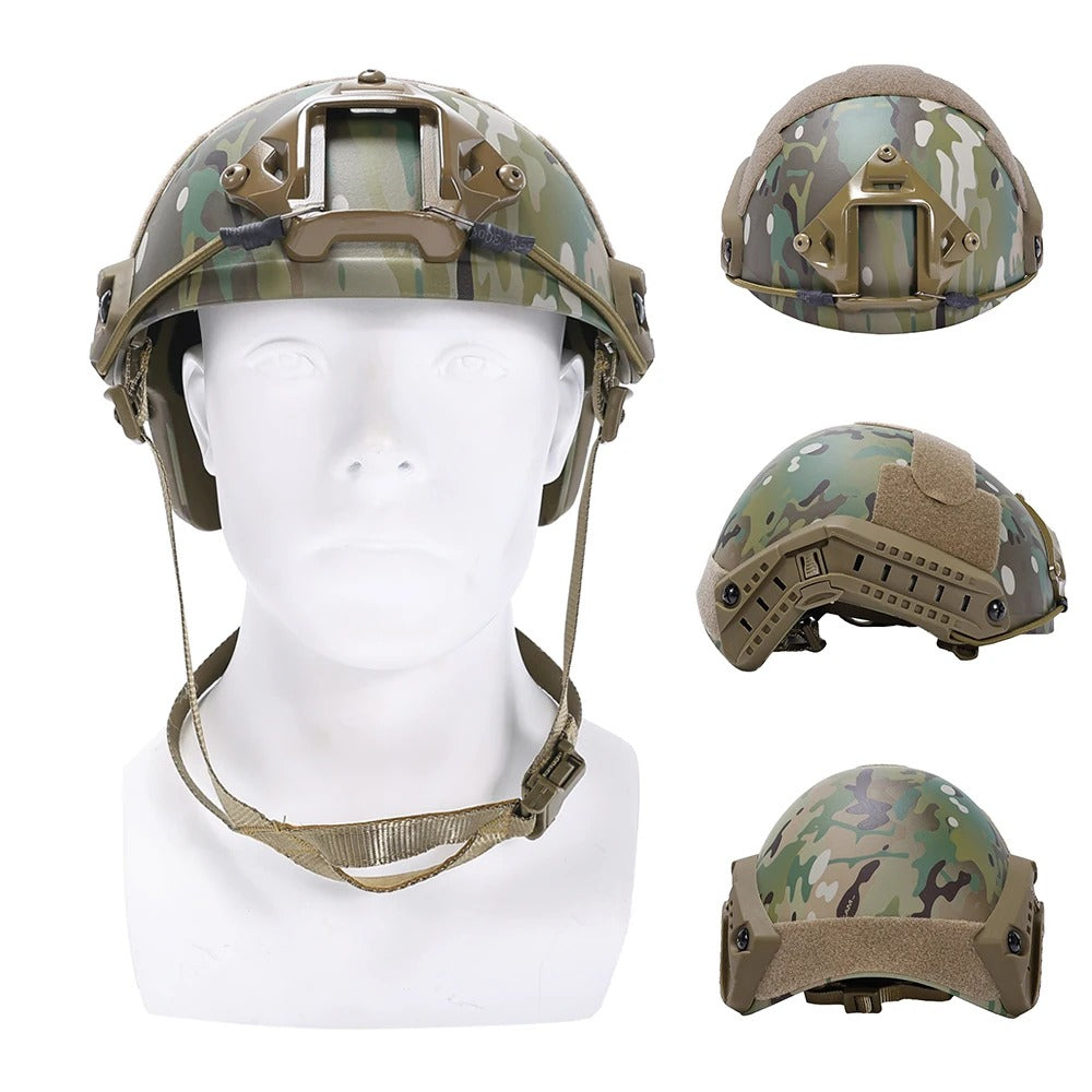 EMERSONGEAR Tactical Fast Helmet Airsoft MH Type Casque w/ NVG Shroud + Side Rail