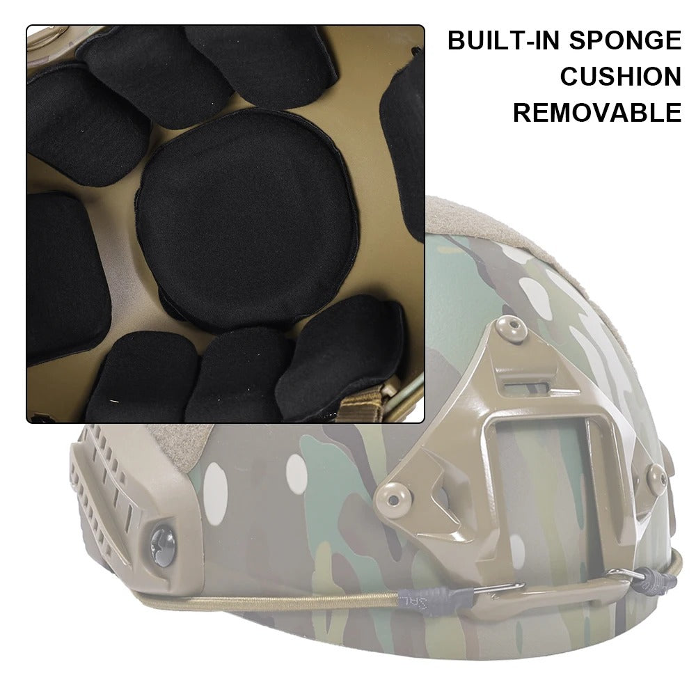 EMERSONGEAR Tactical Fast Helmet Airsoft MH Type Casque w/ NVG Shroud + Side Rail