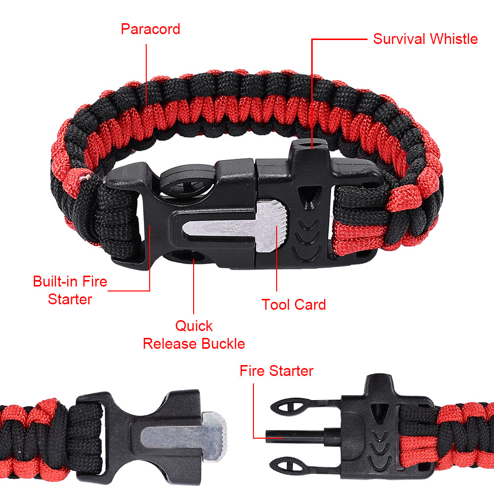 SINAIRSOFT Survival Paracord Bracelet Survival Kit Fire Starter Camping Rope Whistle