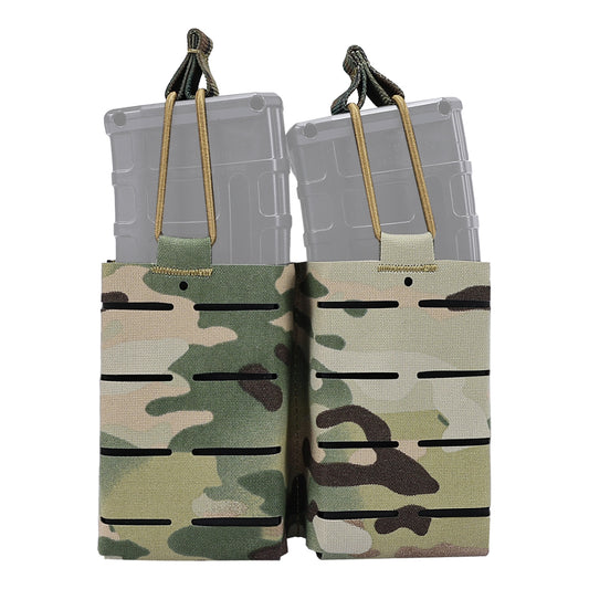 SINAIRSOFT Tactical Rifle Double 5.56 Magazine Pouch MOLLE Mag Cartridge Laser Cut Holder