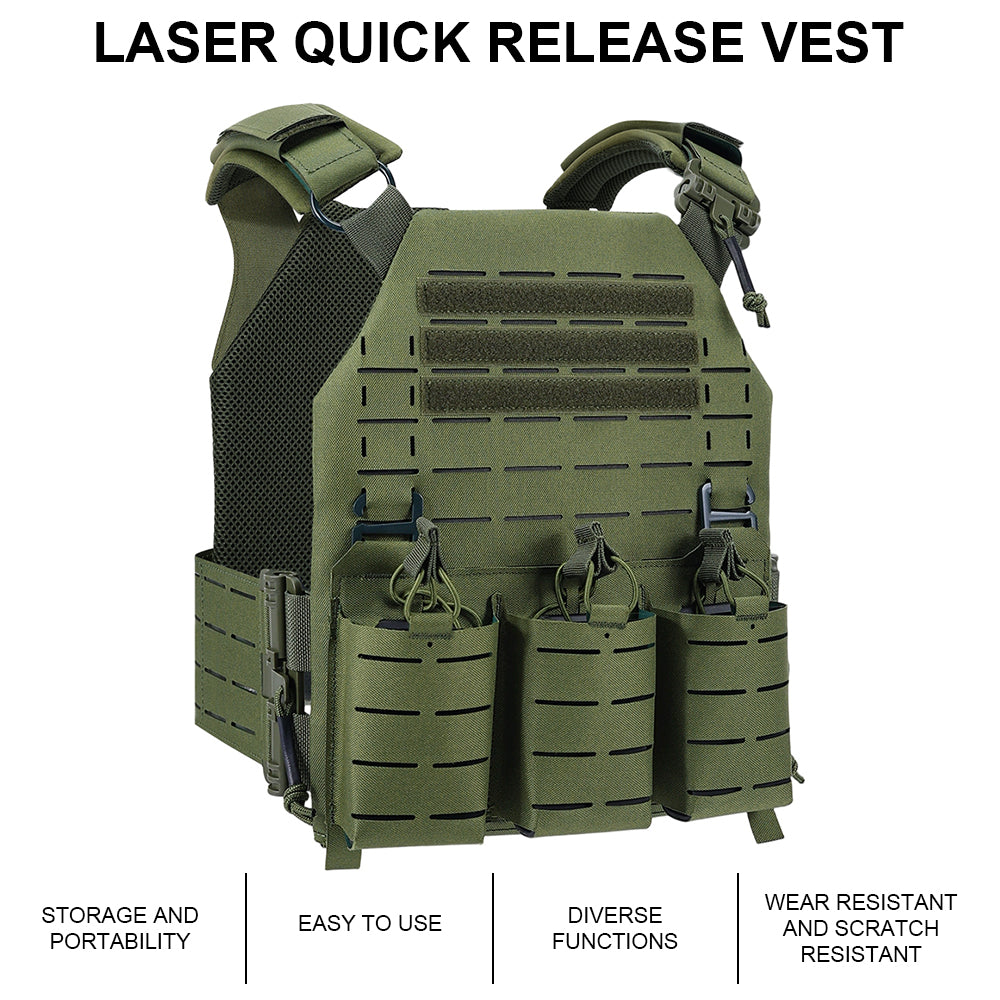 SINAIRSOFT Tactical Vest With Quick Release Laser Cut Triple Magazine