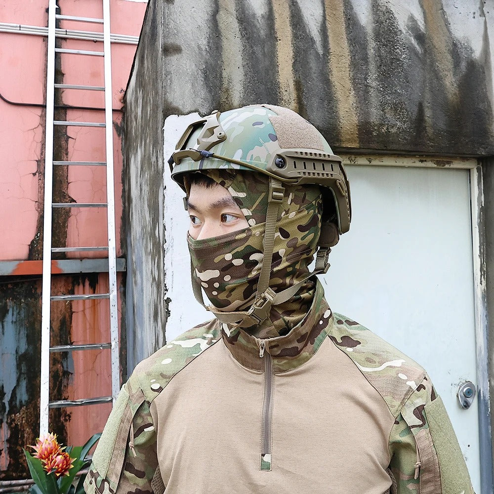 EMERSONGEAR Tactical Fast Helmet Airsoft MH Type Casque w/ NVG Shroud + Side Rail