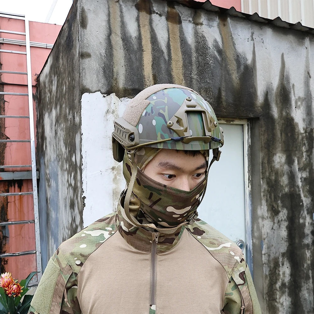 EMERSONGEAR Tactical Fast Helmet Airsoft MH Type Casque w/ NVG Shroud + Side Rail