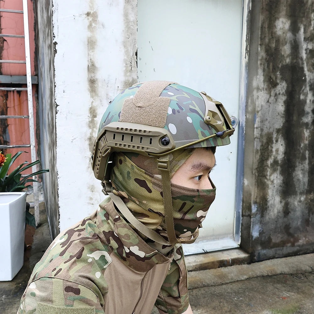 EMERSONGEAR Tactical Fast Helmet Airsoft MH Type Casque w/ NVG Shroud + Side Rail