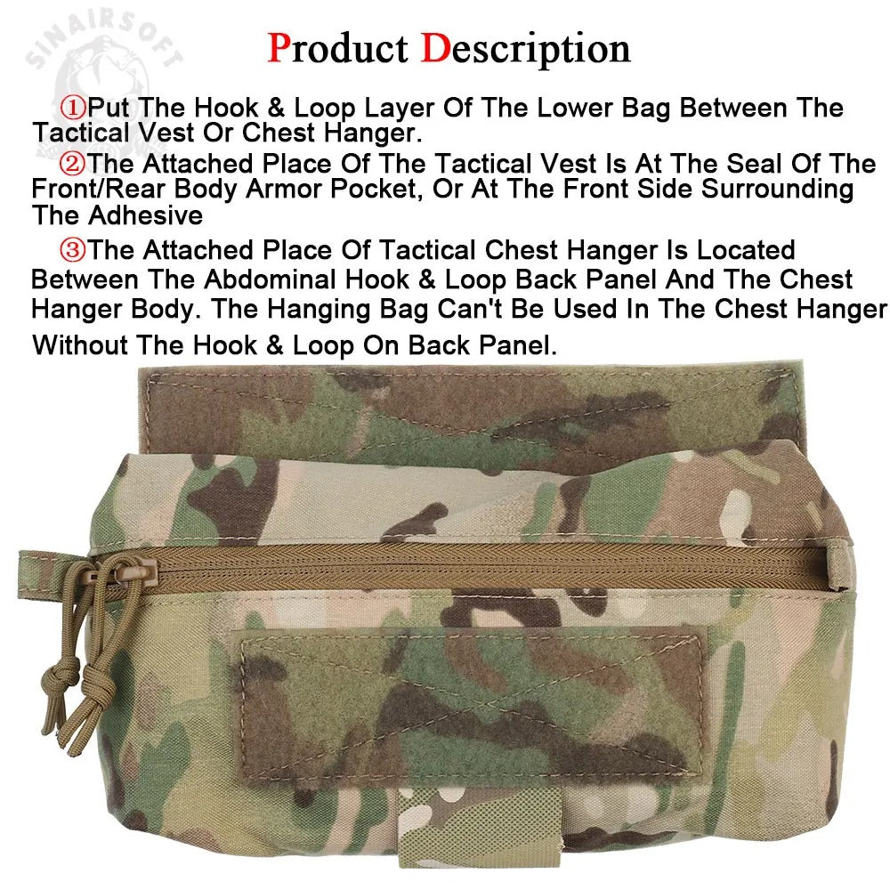 SINAIRSOFT Pouch Front Panel Abdominal Bag for JPC AVS MK3 Tactical Vest Chest Rig