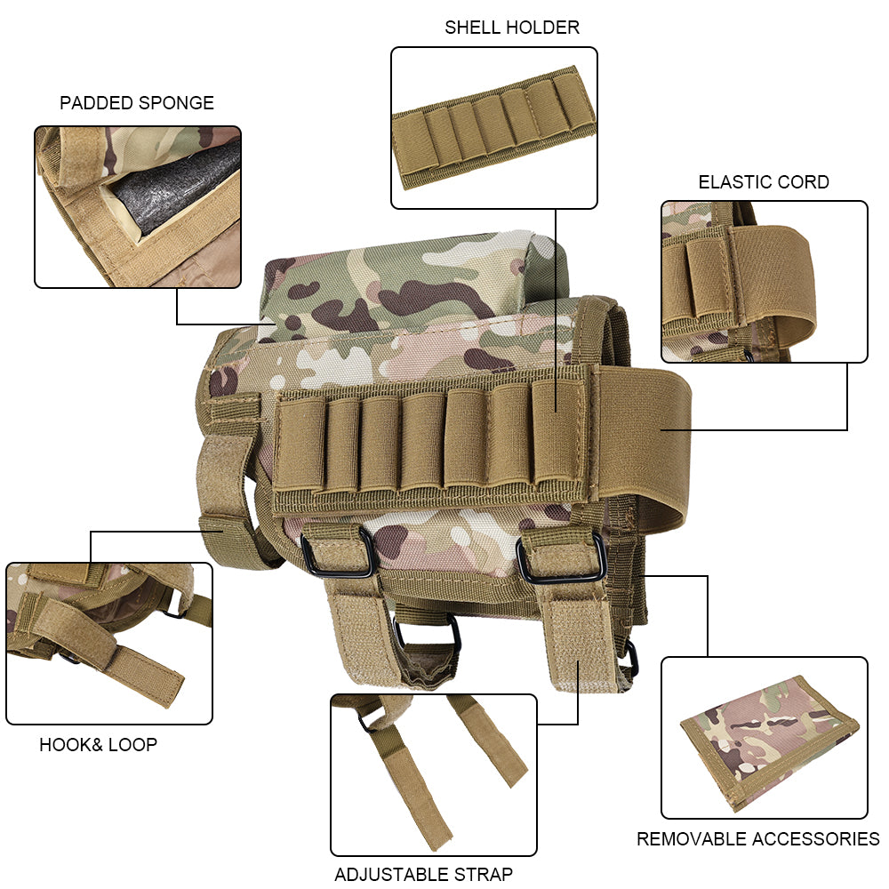 SINAIRSOFT Adjustable Tactical Rifle Comb Raiser Butt Stock Holder Cheek Rest Bag