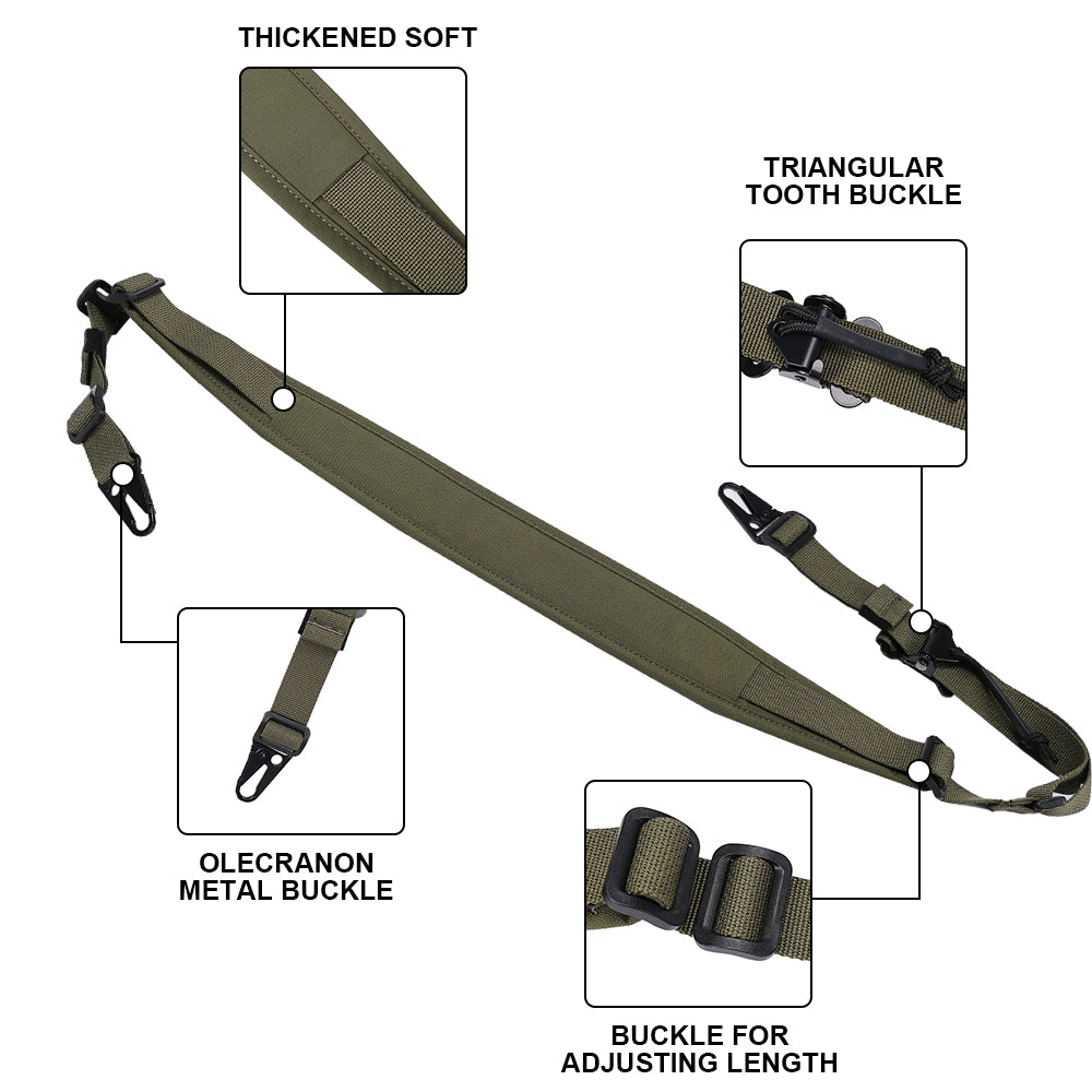 SINAIRSOFT Tactical Rifle Sling 2 Two Point Modular Padded Quick Pull Tab Sling
