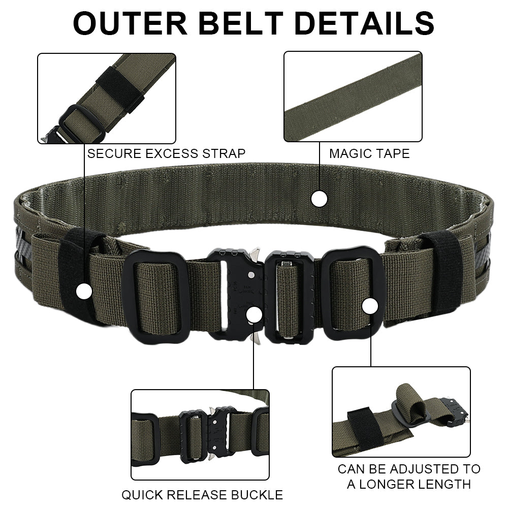 SINAIRSOFT Tactical MOLLE Combat Belt Outer Inner Belt QD Metal Buckle Hunting Gear