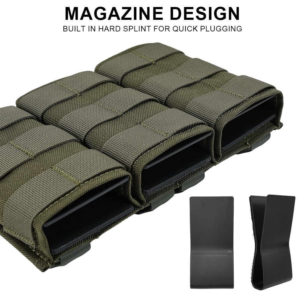 SINAIRSOFT  Tactical Triple 5.56 Magazine Pouch w/ Insert Open Top Molle Rifle Mag Holder