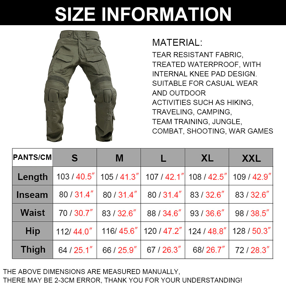 SINAIRSOFT Tactical G3 Combat Pants With Knee Pad Airsoft Trousers