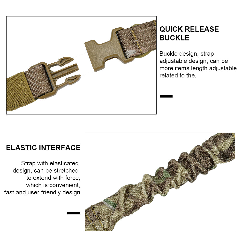 SINAIRSOFT Tactical Two Dual Point Sling Adjustable Bungee Hunting Rifle Gun Airsoft Strap