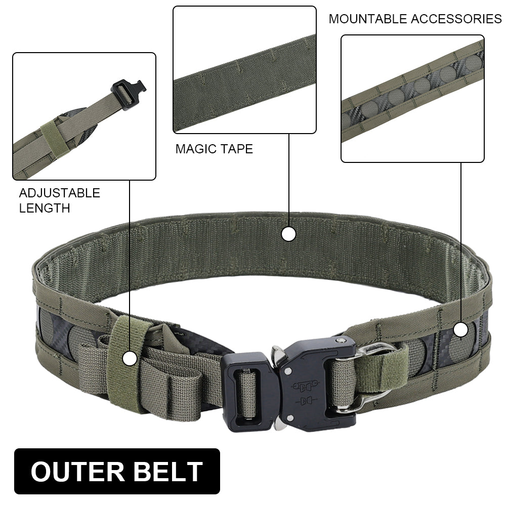 SINAIRSOFT Tactical Bison Belt MOLLE Quick Release D-Ring Buckle Belt