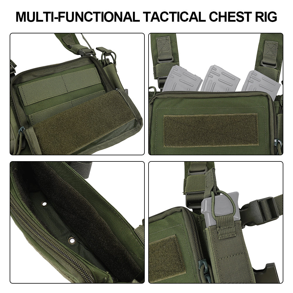 SINAIRSOFT Tactical Chest Rig Vest CRM Harness M4 5.56 Magazine Insert Flatback