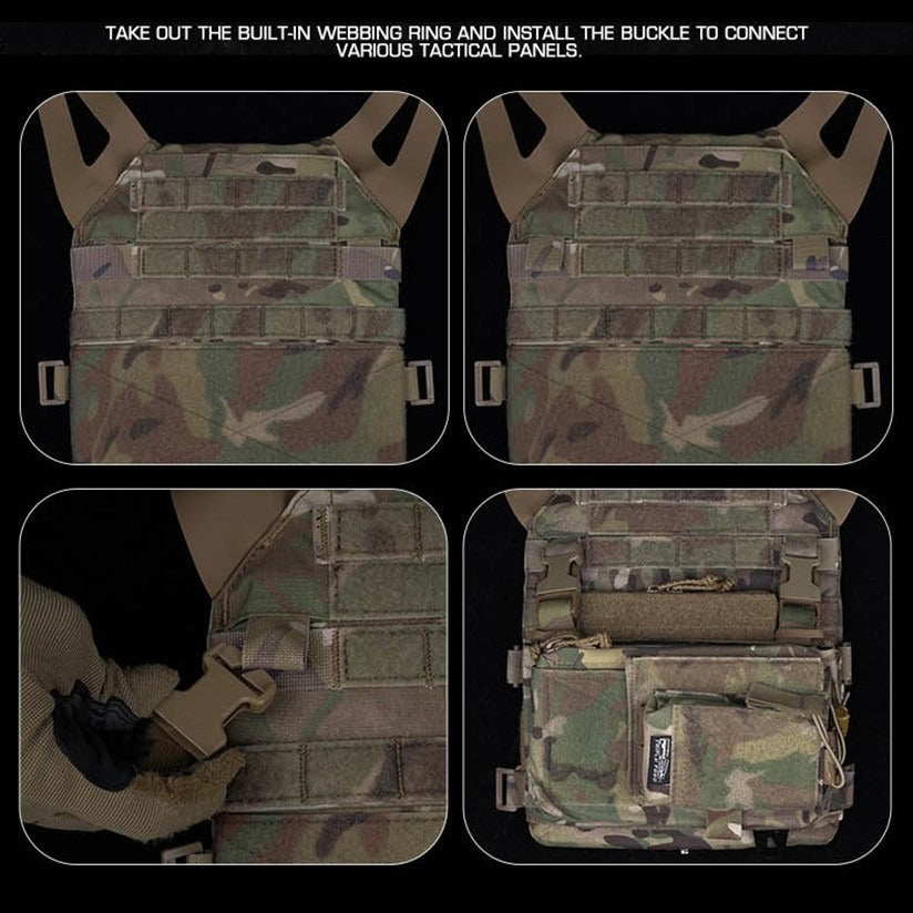 SINAIRSOFT Tactical Molle Zip-on Panel Plate Carrier Vest AVS JPC 2.0 Zip Pack Pouch Bag