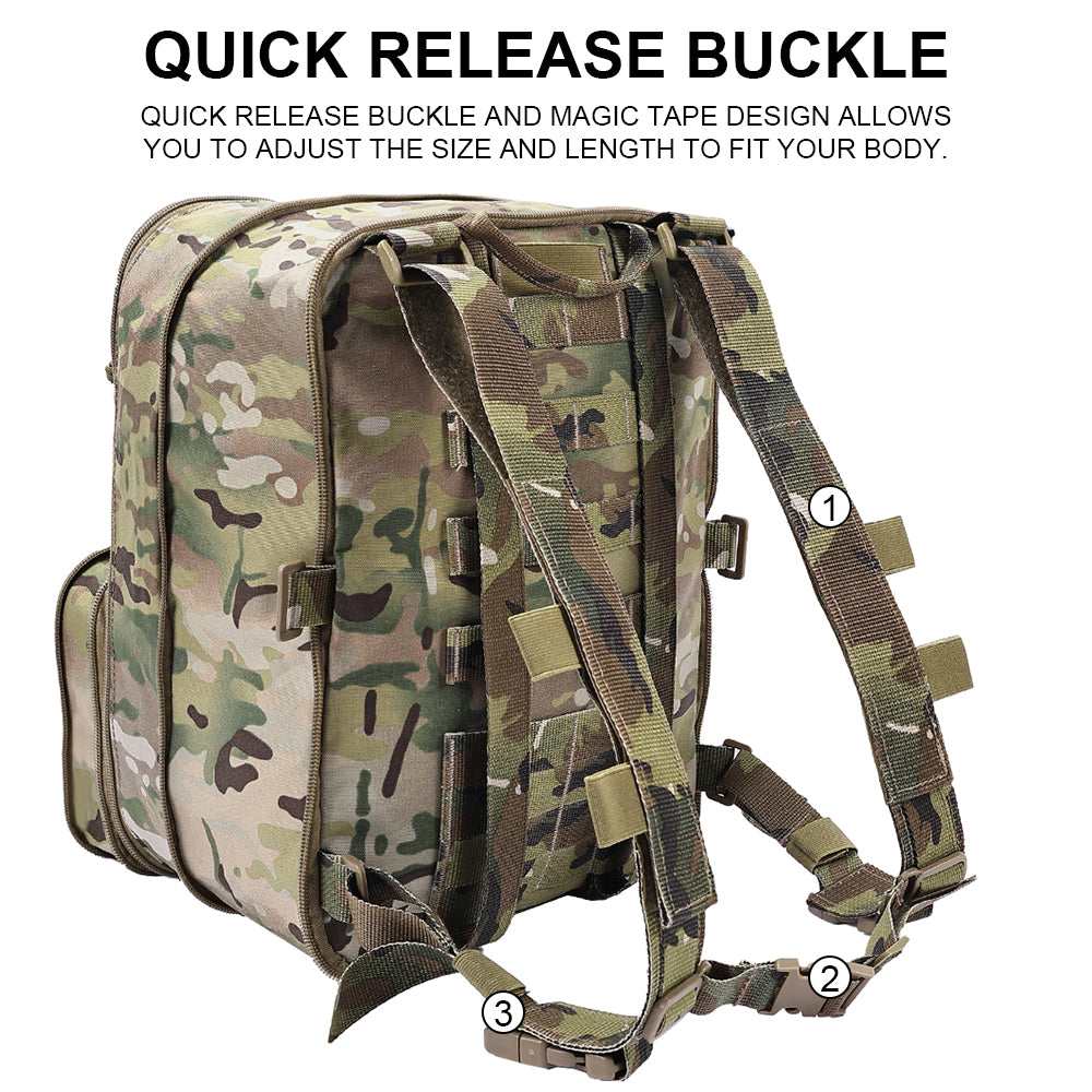 SINAIRSOFT Tactical Backpack Expandable D3 Flatpack Molle Hiking Bag Travel Pack