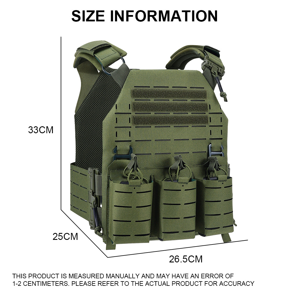 SINAIRSOFT Tactical Vest With Quick Release Laser Cut Triple Magazine