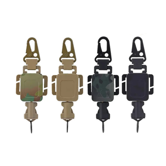 SINAIRSOFT Tactical Retractable Metal Steel Key Ring Chain Nylon Rope Belt Clip Keychain