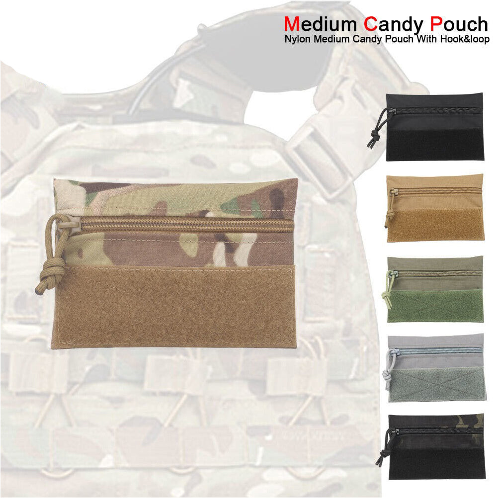SINAIRSOFT Tactical Front Candy Pouch Zipper Pack Hook Back for Chest Rig