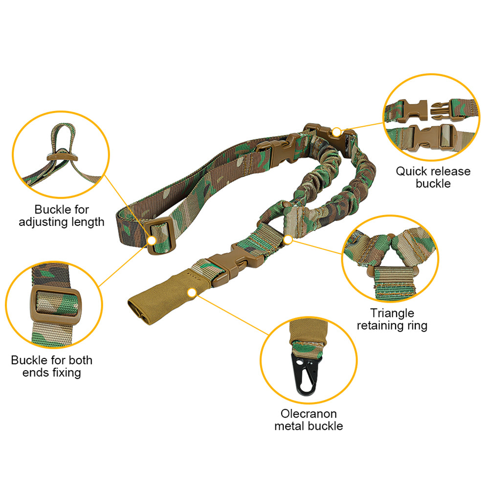 SINAIRSOFT Tactical 1 One Single Point Rifle Sling Bungee Airsoft AEG Gun Strap