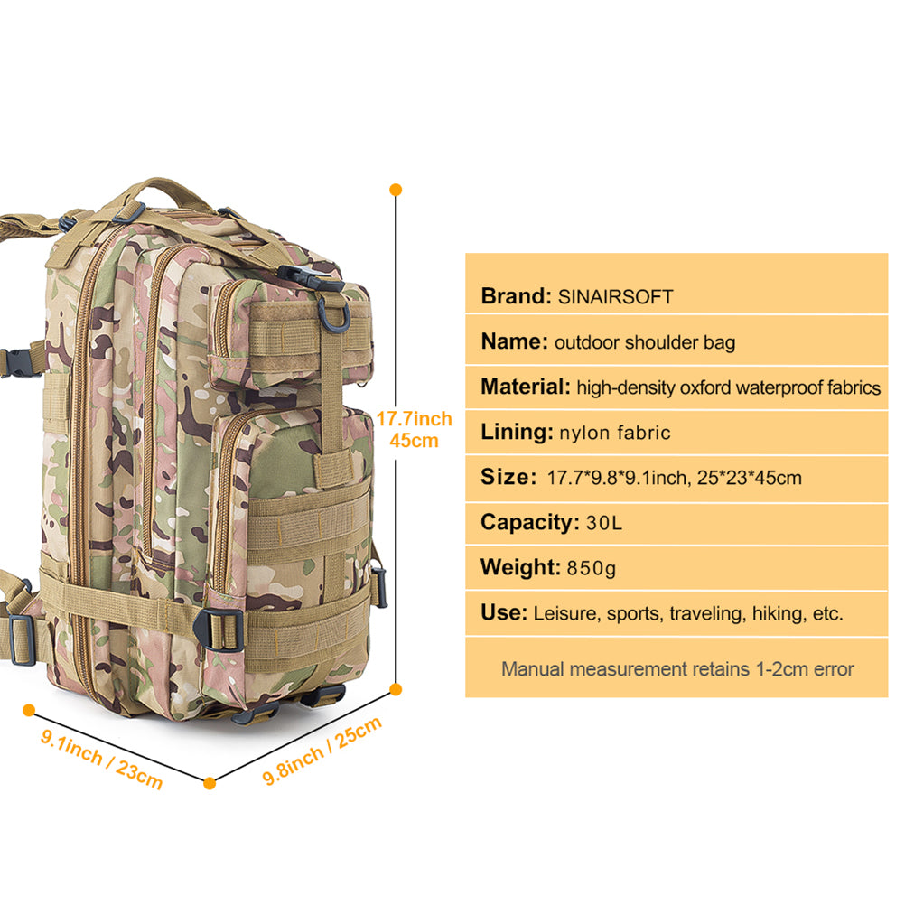 SINAIROFT Tactical Backpack Camping Hiking Trekking Molle Bag 30L