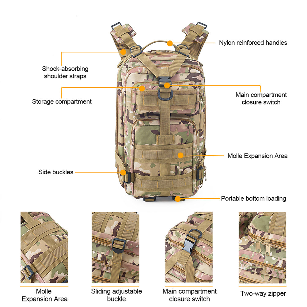 SINAIROFT Tactical Backpack Camping Hiking Trekking Molle Bag 30L