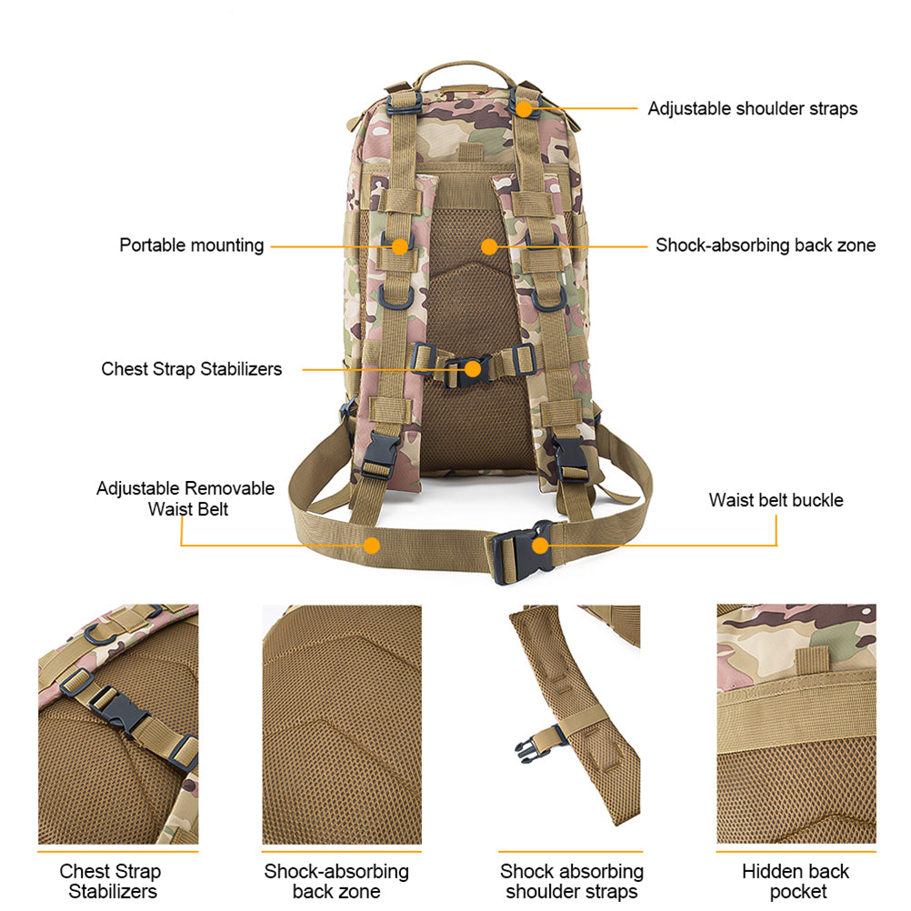 SINAIROFT Tactical Backpack Camping Hiking Trekking Molle Bag 30L