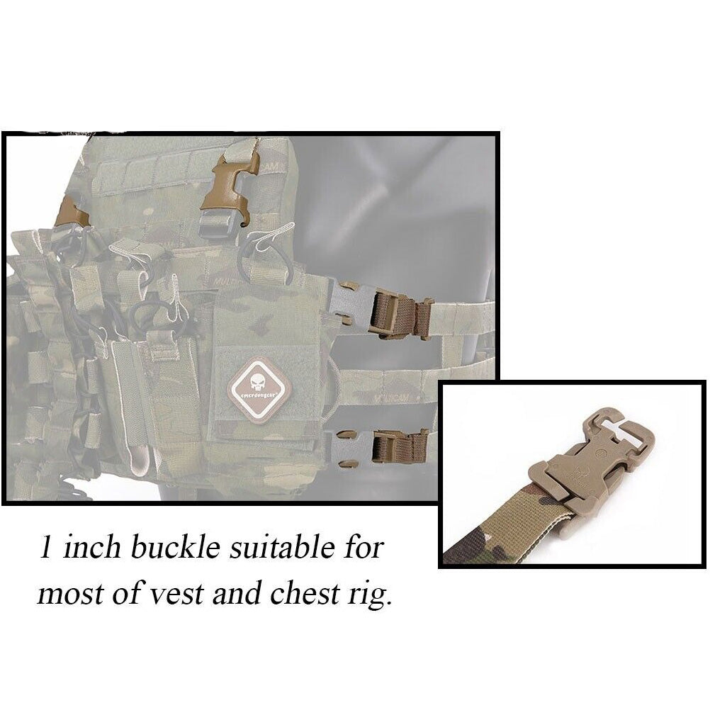 EMERSONGEAR Chest Rig Vest Adapter Kit Set MOLLE Strap Webbing w/ 1” Buckle Clips