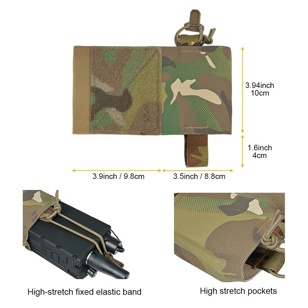 SINAIRSOFT Tactical Side Radio Pouch 2PCS Walkie Talkies Elastic Mag Pouch for Vest
