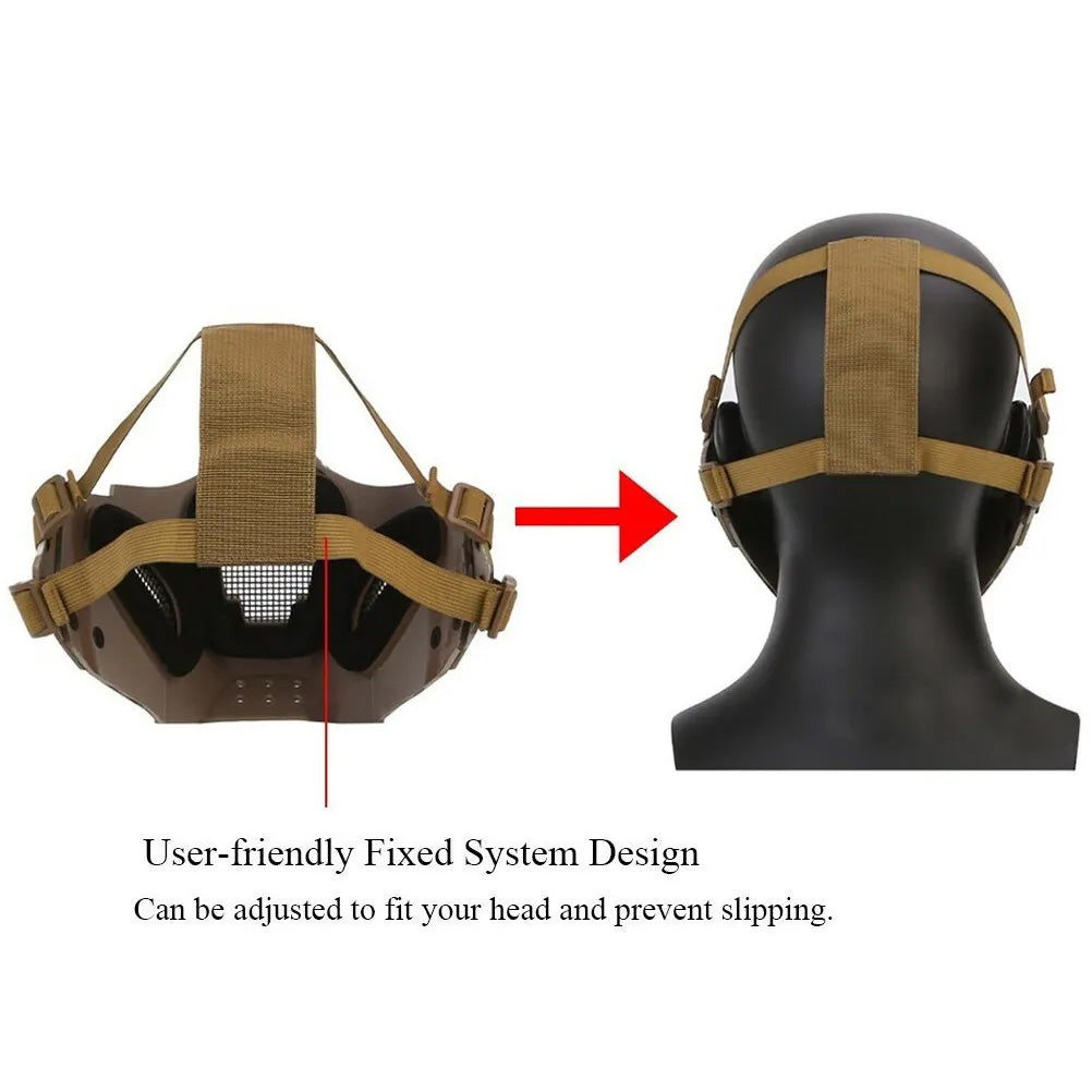 SINAIRSOFT Tactical Mesh Mask Half Face Mask Airsoft FAST Helmet Masks