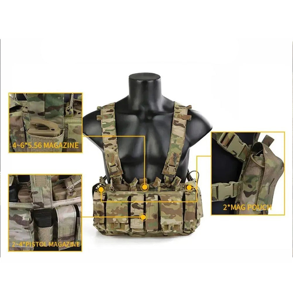 EMERSONGEAR MF Tactical Chest Rig UW Gen IV w/ 5.56 9mm Pistol Magazine Radio Pouch