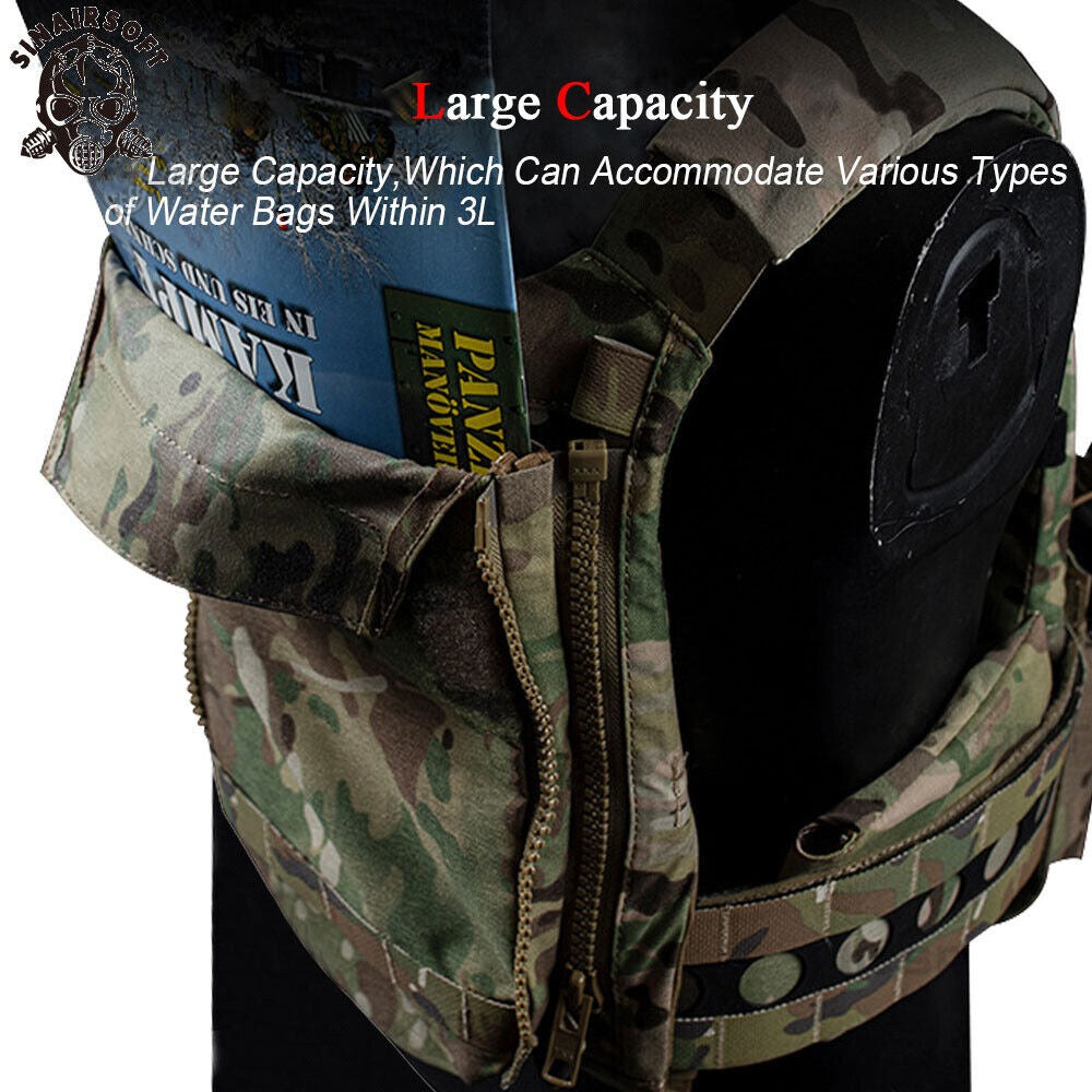SINAIRSOFT Tactical Zipper Back pack Plate Carrier Bag Panel Hydration Pouch