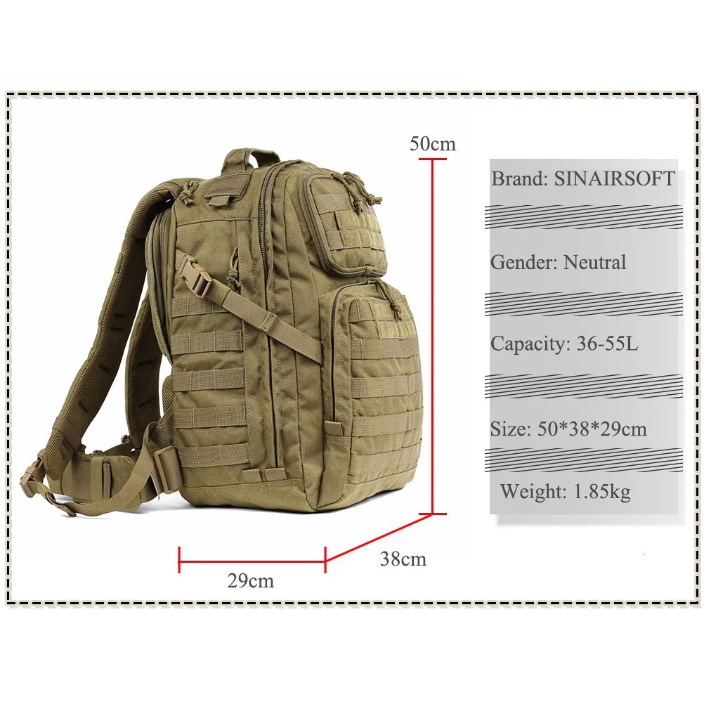 SINAIRSOFT Tactical 55L Outdoor Molle Waterproof Backpack