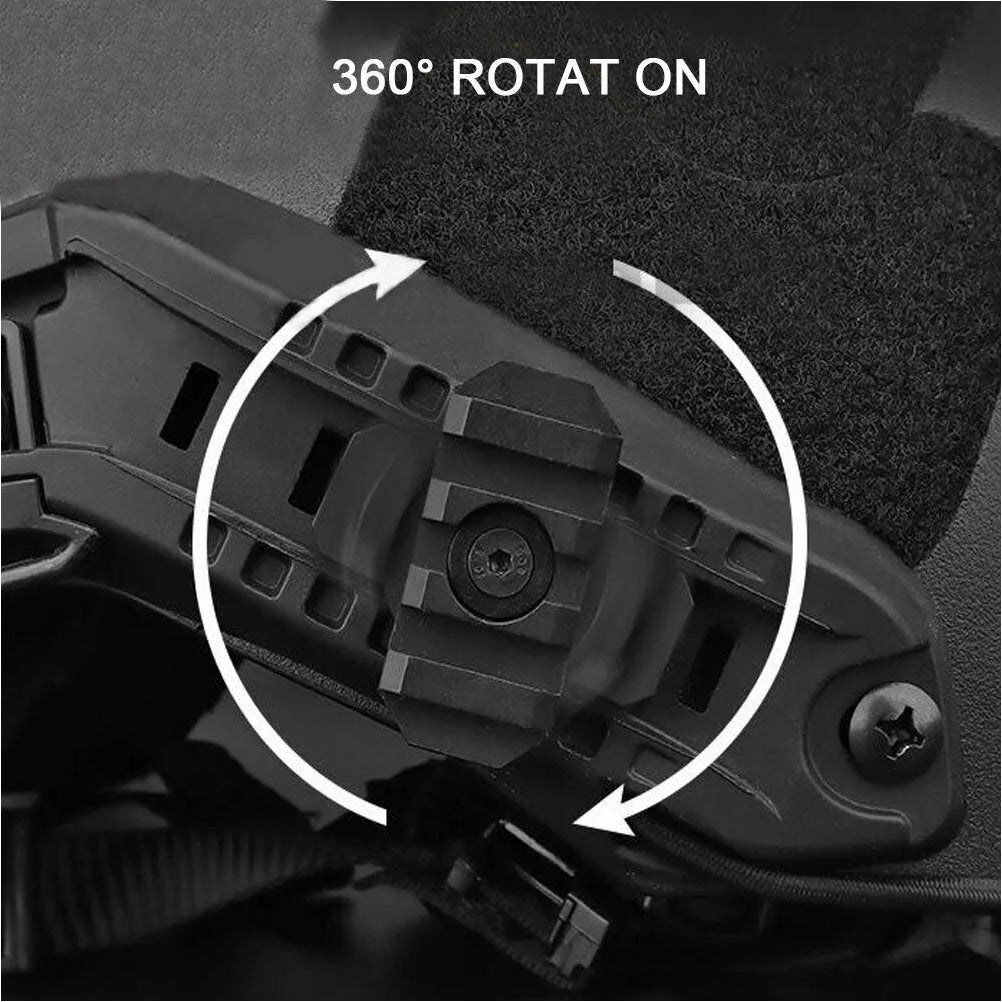 SINAIRSOFT Tactical Helmet Side Rail Flashlight Mount Adapter 360 Degree Rotat
