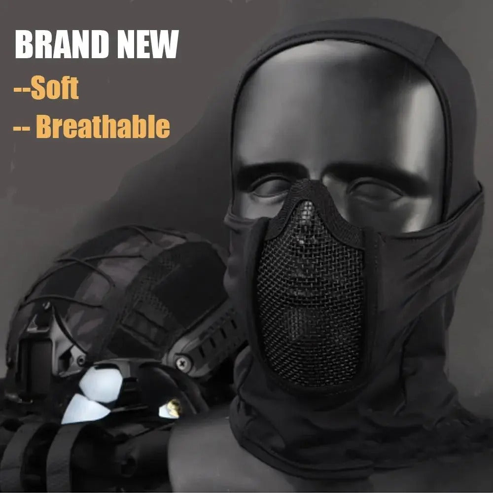 SINAIRSOFT Tactical Balaclava Steel Mesh Face Mask Camo Full Hat Neck Scarf