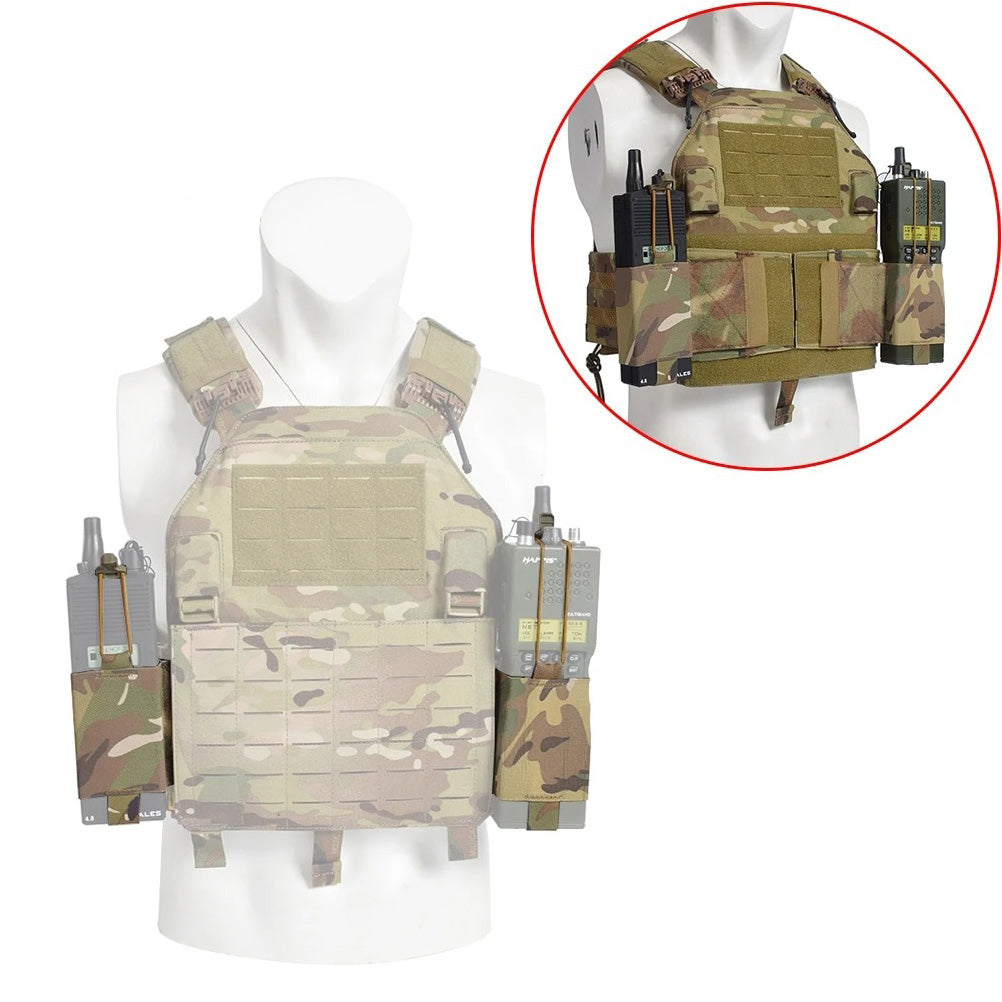 SINAIRSOFT Tactical Side Radio Pouch 2PCS Walkie Talkies Elastic Mag Pouch for Vest