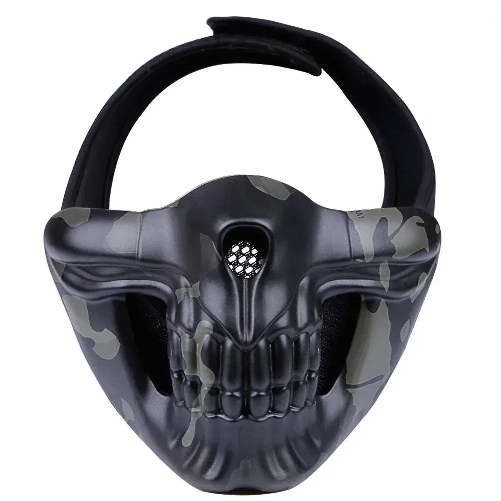 SINAIRSOFT Taktika Kranio Duonvizaĝa Masko Cosplay Samurajo Kabuko Airsoft Protekta Kovrilo