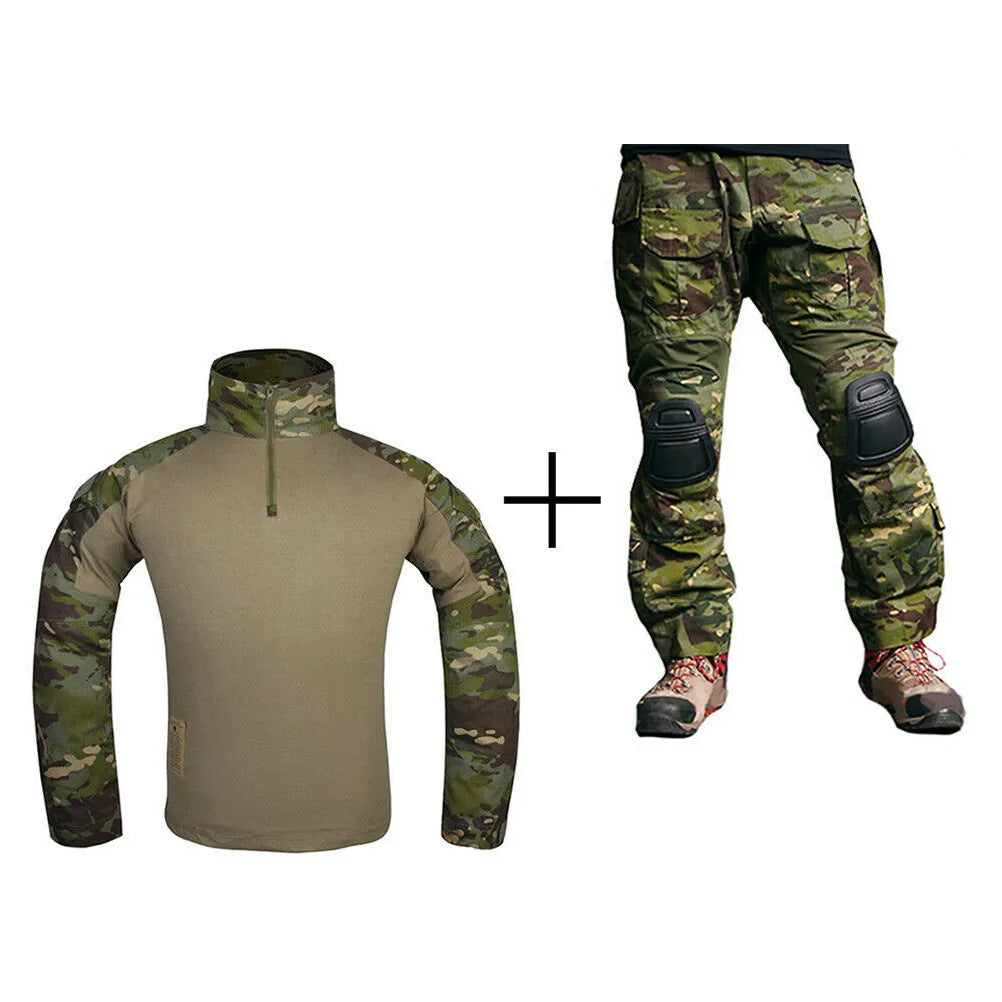 EMERSONGEAR G3 Combat Uniform Airsoft Shirt Pants with Knee Pads Tactical BDU Hunting o Clothes