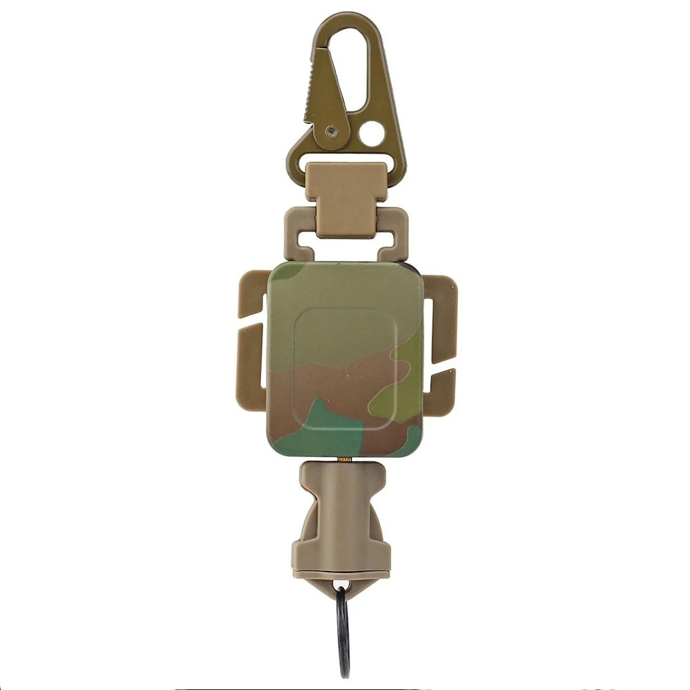 SINAIRSOFT Tactical Retractable Metal Steel Key Ring Chain Nylon Rope Belt Clip Keychain