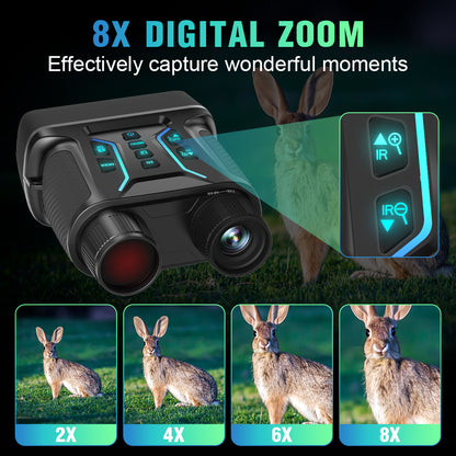 SINAIRSOFT 4K Night Vision Binoculars 4.5 Inch Screen 8X Digital Zoom Tactical Rechargeable