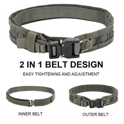 SINAIRSOFT Tactical Bison Belt MOLLE Quick Release D-Ring Buckle Belt