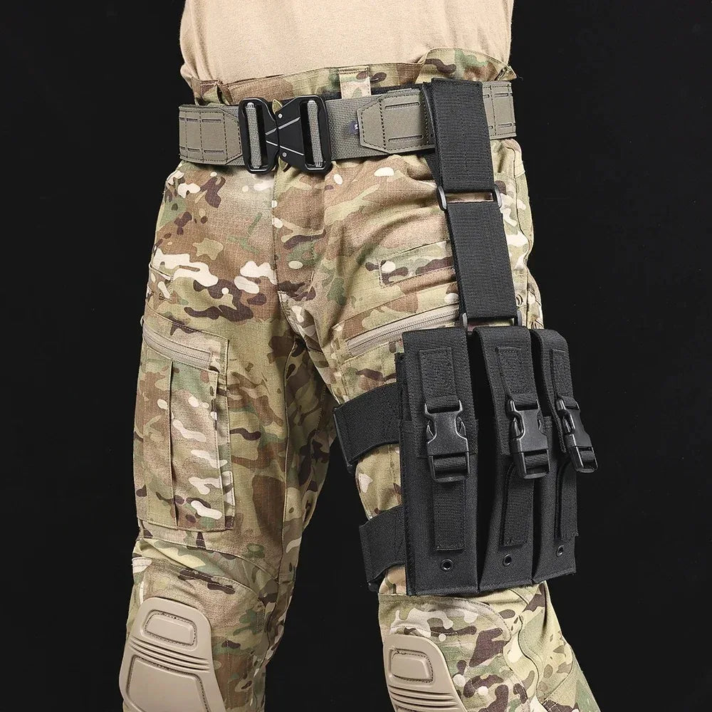 جراب مجلة الساق التكتيكي من SINAIRSOFT، حامل ثلاثي للمجلات، حقيبة فخذ بمشبك