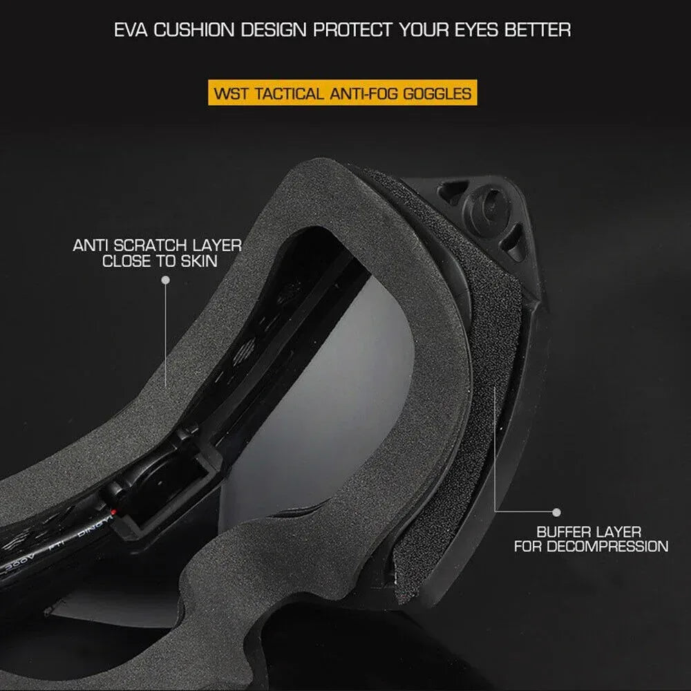SINAIRSOFT Tactical Goggles Glasses Anti-Fog Anti-Shock Fan Eye Protect