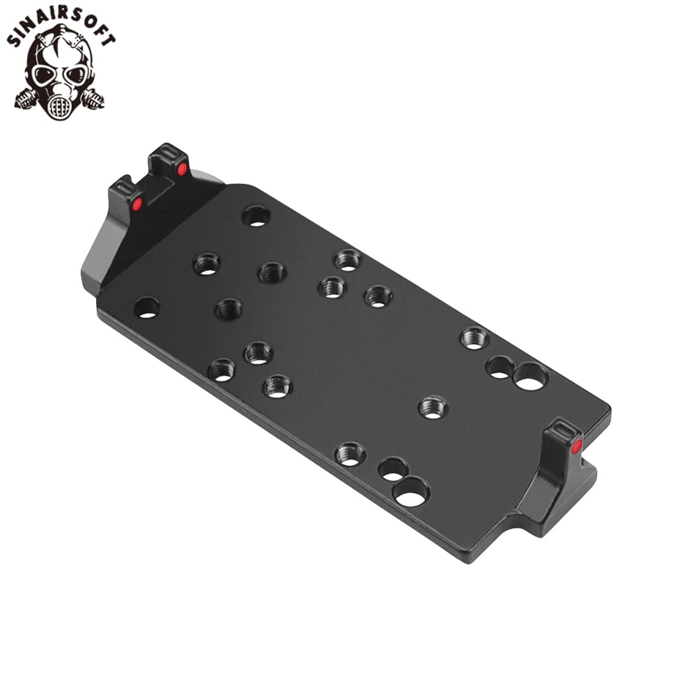 Taktika RMR Ruĝpunktovidilo Plata Bazo Kun Ruĝa Verda Fibra Optiko por Glock
