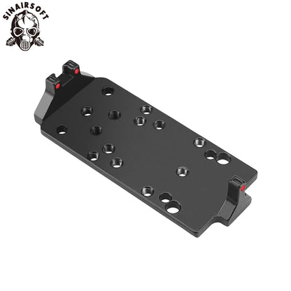 Taktika RMR Ruĝpunktovidilo Plata Bazo Kun Ruĝa Verda Fibra Optiko por Glock