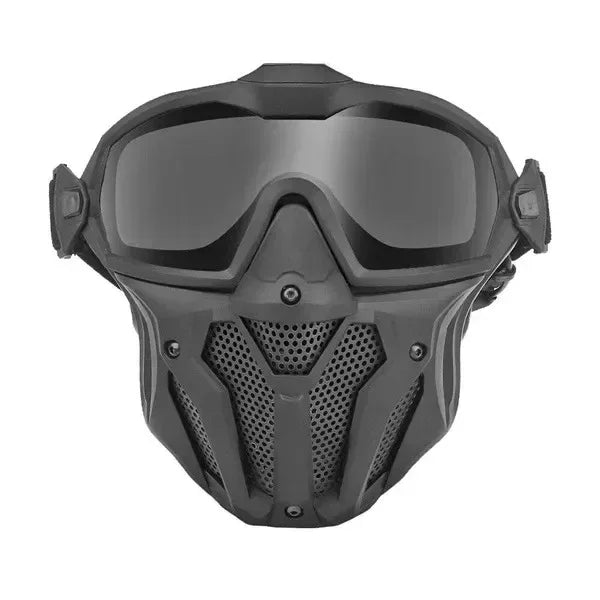 قناع وجه كامل تكتيكي مضاد للضباب من SINAIRSOFT مع مروحة وعدسة ونصف قناع وجه (مجموعة)