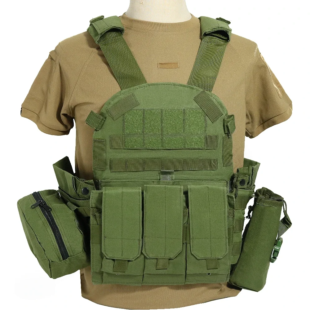 SINAIRSOFT Tactical Vest Plate Carrier Molle Airsoft Combat Assault Gear w/ Pouch