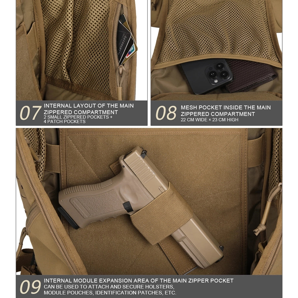 حقيبة ظهر هجومية SINAIRSOFT بقص ليزر MOLLE مقاس 17 بوصة للاستخدام اليومي