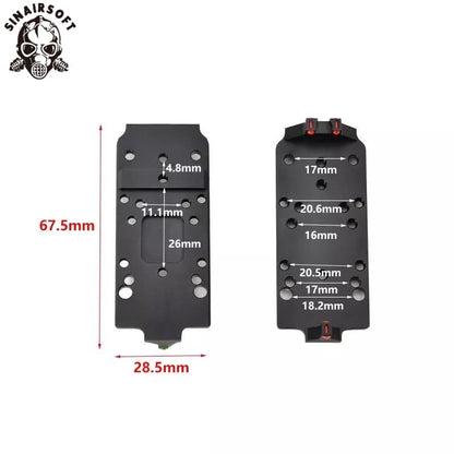 Taktika RMR Ruĝpunktovidilo Plata Bazo Kun Ruĝa Verda Fibra Optiko por Glock
